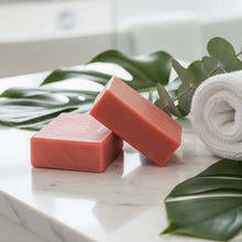 Load image into Gallery viewer, Fresh Scrubbly Bubbles buttermilk soap bars on marble with greenery, showcasing a luxurious bathing experience.