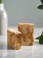 Load image into Gallery viewer, Woodland Whisper goat milk soap bars with creamy swirls, perfect for moisturizing and pampering skin.